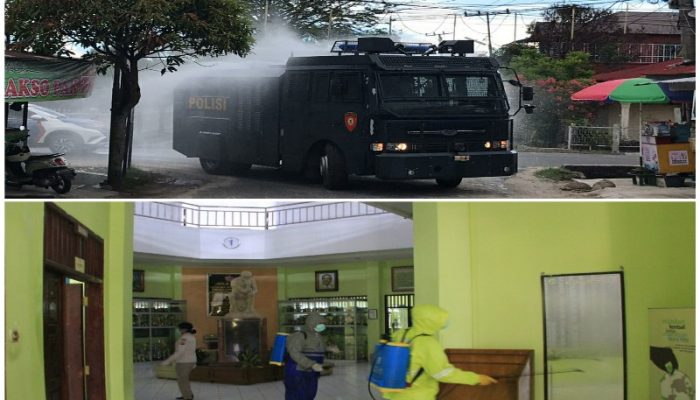 Gunakan Water Canon Polres Tapteng Semprot Jalan Umum dan Sekolah