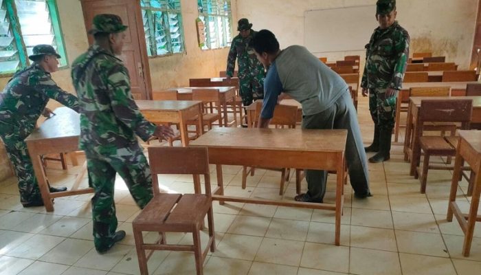 Satgas TMMD Kodim 0211/TT Bersihkan SD Negeri 2 Sosor Gadong