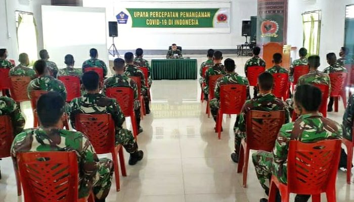 Yonif 123/Rajawali Gelar Sosialisasi dan Pembekalan Upaya Percepatan Penangan COVID-19