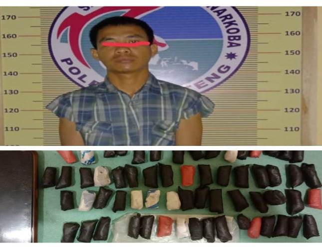 Pegawai Honor yang diamankan bersama barang bukti ganja. (Ist)