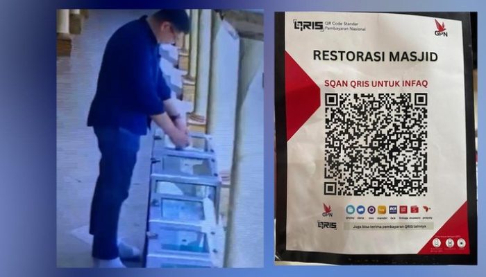 Pria Diduga Mengganti Stiker QR Code pada Kotak Amal Masjid, Bank Indonesia Blokir QRIS Tersebut