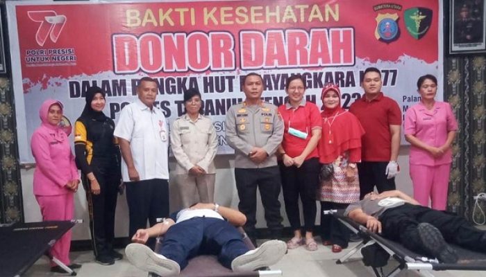 Polres Tapteng Gelar Donor Darah dalam Rangka HUT ke-77 Bhayangkara