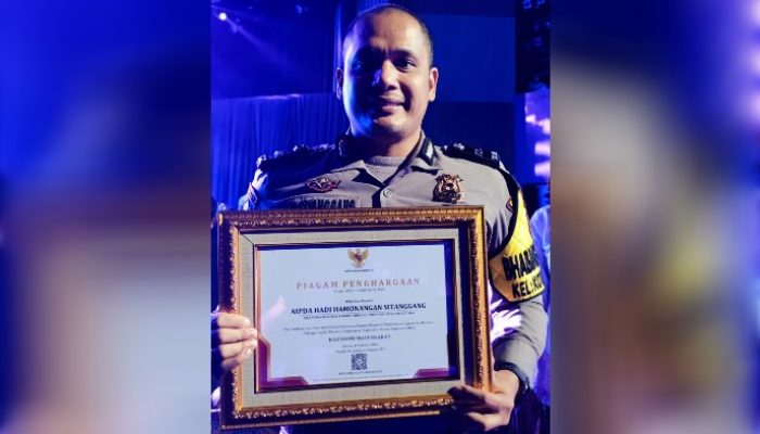 Aipda Hadi Sitanggang Personel Polres Sibolga, Raih Penghargaan Nugra Jasa Dharma Pustaloka