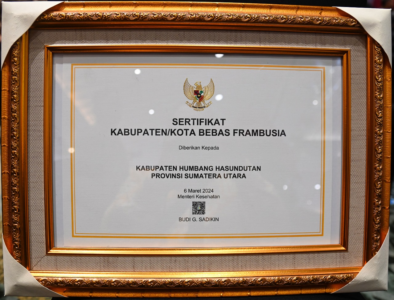 Pemerintah Kabupaten Humbang Hasundutan Menerima Sertifikat Bebas Frambusia