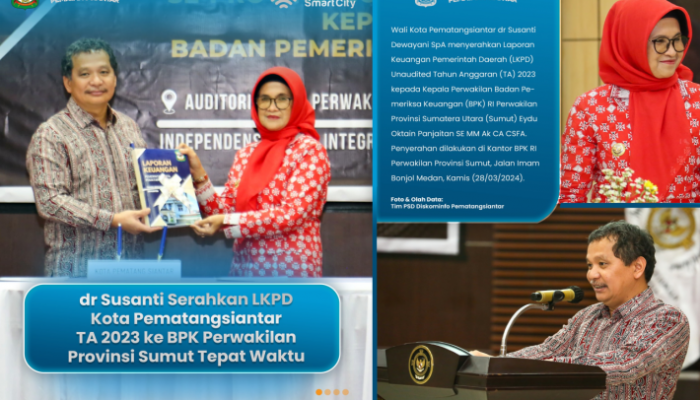 Wali Kota Pematangsiantar Serahkan LKPD Unaudited 2023 ke BPK RI Perwakilan Sumut