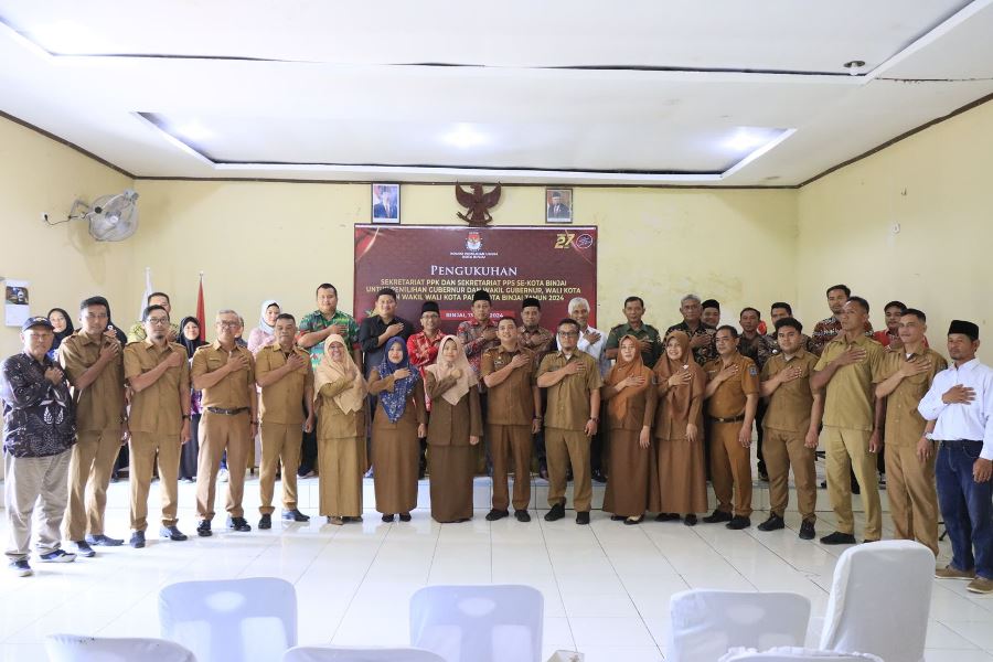 Pengukuhan Sekretariat PPK Kota Binjai untuk Pilkada 2024 Dilaksanakan dengan Sukses