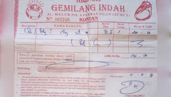 Polres Sergai Amankan 1 Orang Pelaku Kasus Pencurian Emas, 2 Lagi Diburu