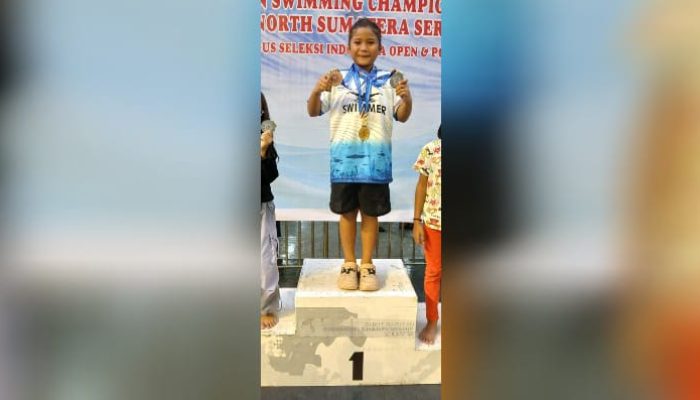 Nathania Aurora Aritonang Juara I Open Swimming Championship North Sumatera Asal Tapanuli Tengah