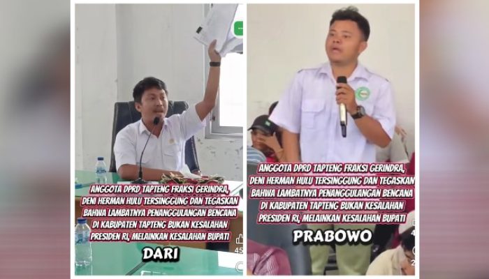Ketua Fraksi Gerindra DPRD Tapteng Berang: Tidak Terima Prabowo Disalahkan Terkait Karut-Marutnya Penyaluran Bantuan di Tapteng