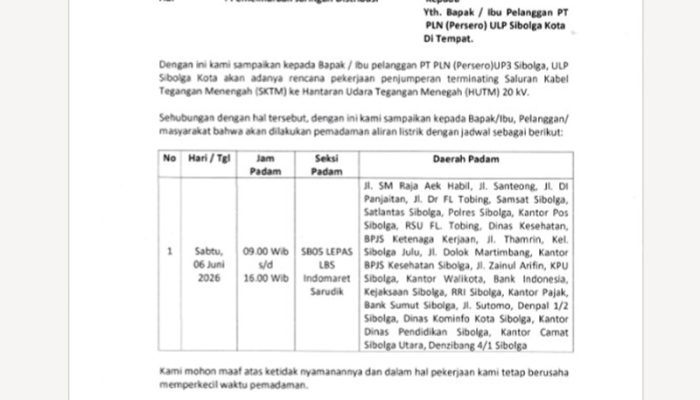 Besok Terjadi Pemadaman PLN Selama 6 Jam, Ini Lokasi dan Penyebabnya
