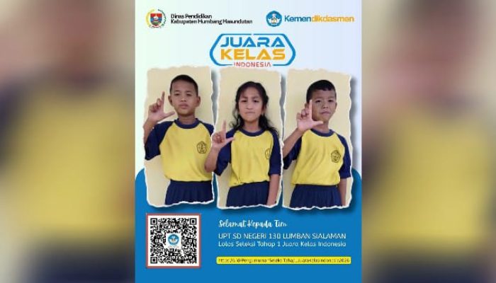 UPT SDN 130 Lumban Sialaman Humbahas, Lolos Seleksi Juara Kelas Indonesia 2026