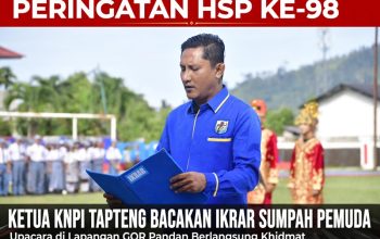 Hidupkan Kembali Gaung 1928: Ketua KNPI Lodewick Bacakan Naskah Bersejarah Sumpah Pemuda di Upacara HSP ke-98 Tapteng