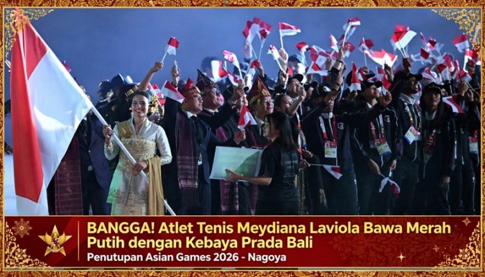 Bangga ! Atlet Tenis Meydiana Laviola Bawa Merah Putih dengan Kebaya Prada Bali di Penutupan Asian Games 2026