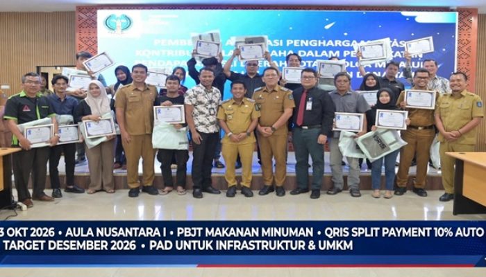 Pemko Sibolga Beri Penghargaan 26 Usaha Taat Pajak: Dorong QRIS Split Payment untuk PAD Transparan