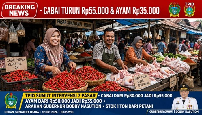 Gercep TPID Sumut Intervensi Pasar: Cabai dari Rp80 Ribu Menjadi Rp55 Ribu dan Ayam Potong Rp35 Ribu